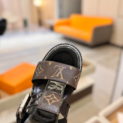 LV 26S STAR TRAIL HEELS 100 MM IN DARK BROWN AND BLACK CALFSKIN