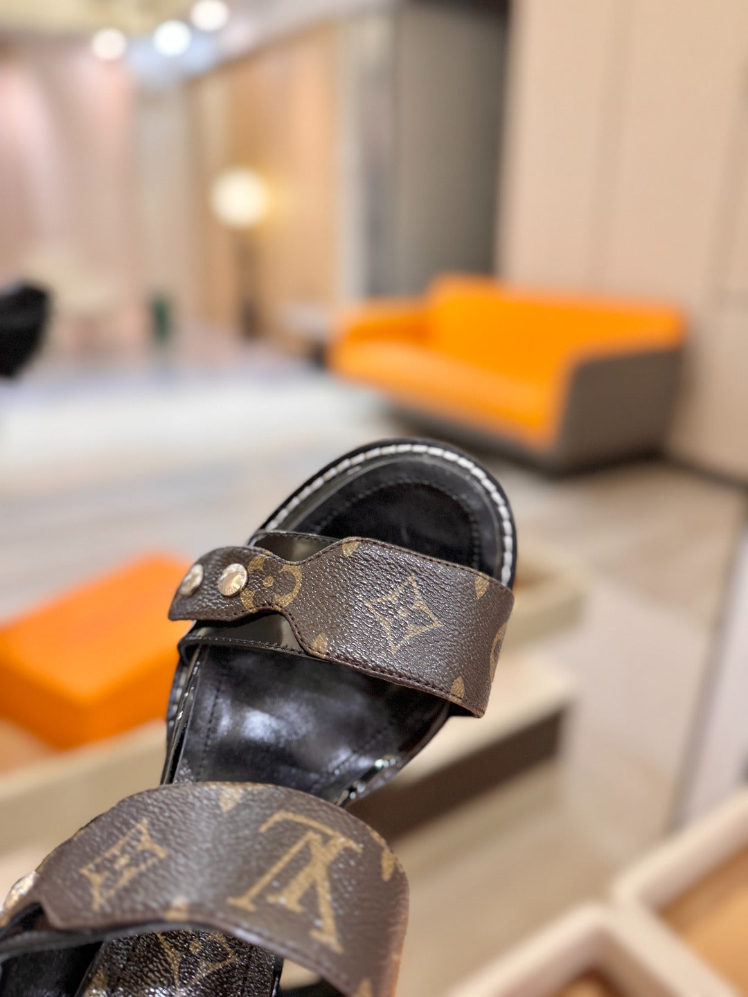 LV 26S HIGH HEEL SANDALS 100 MM IN DARK BROWN AND BLACK CALFSKIN