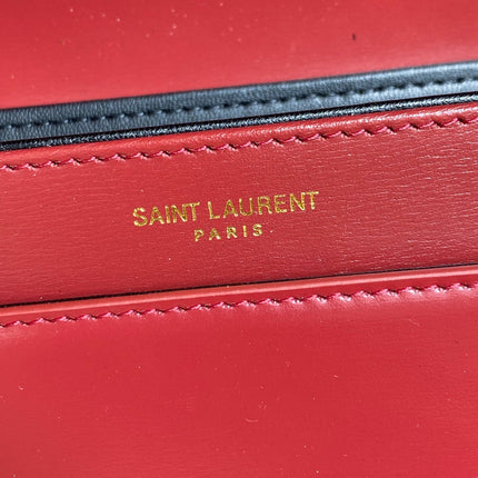 SOLFERINO SMALL SATCHEL 19 IN SCARLET RED CALFSKIN GOLD HARDWARE