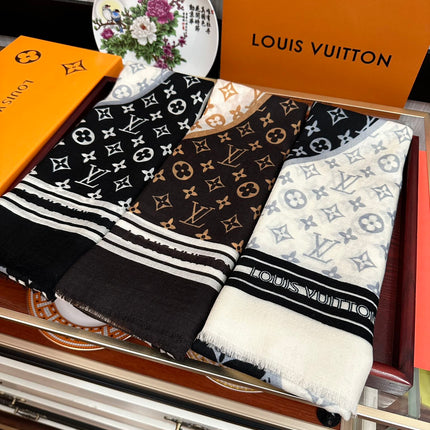SCARF 200 CM IN BLACK MIX WHITE CASHMERE 400032