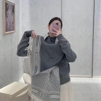 OBLIQUE 190 CM SCARF IN LIGHT GREY TECHNICAL CASHMERE 415487