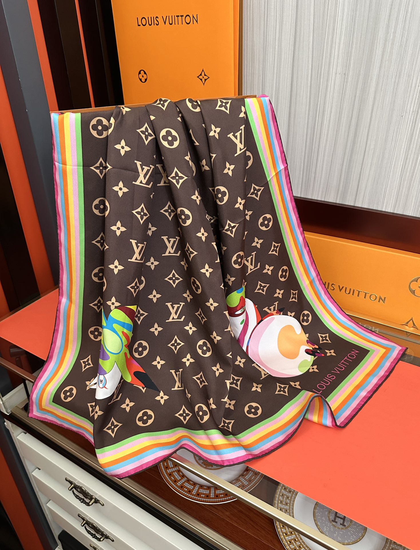 LV SCARF 90 CM IN SILK 738413