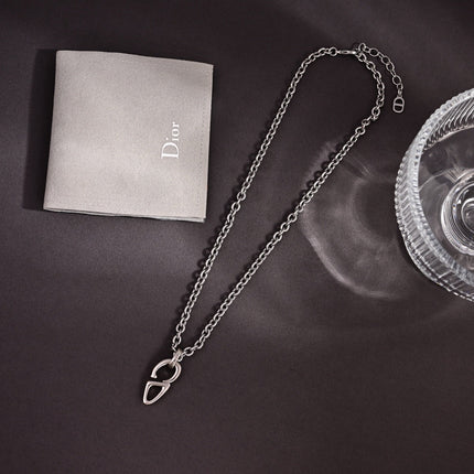 CD 26S CD LOGO CHAIN LINK PENDANT NECKLACE IN SILVER METAL 633196