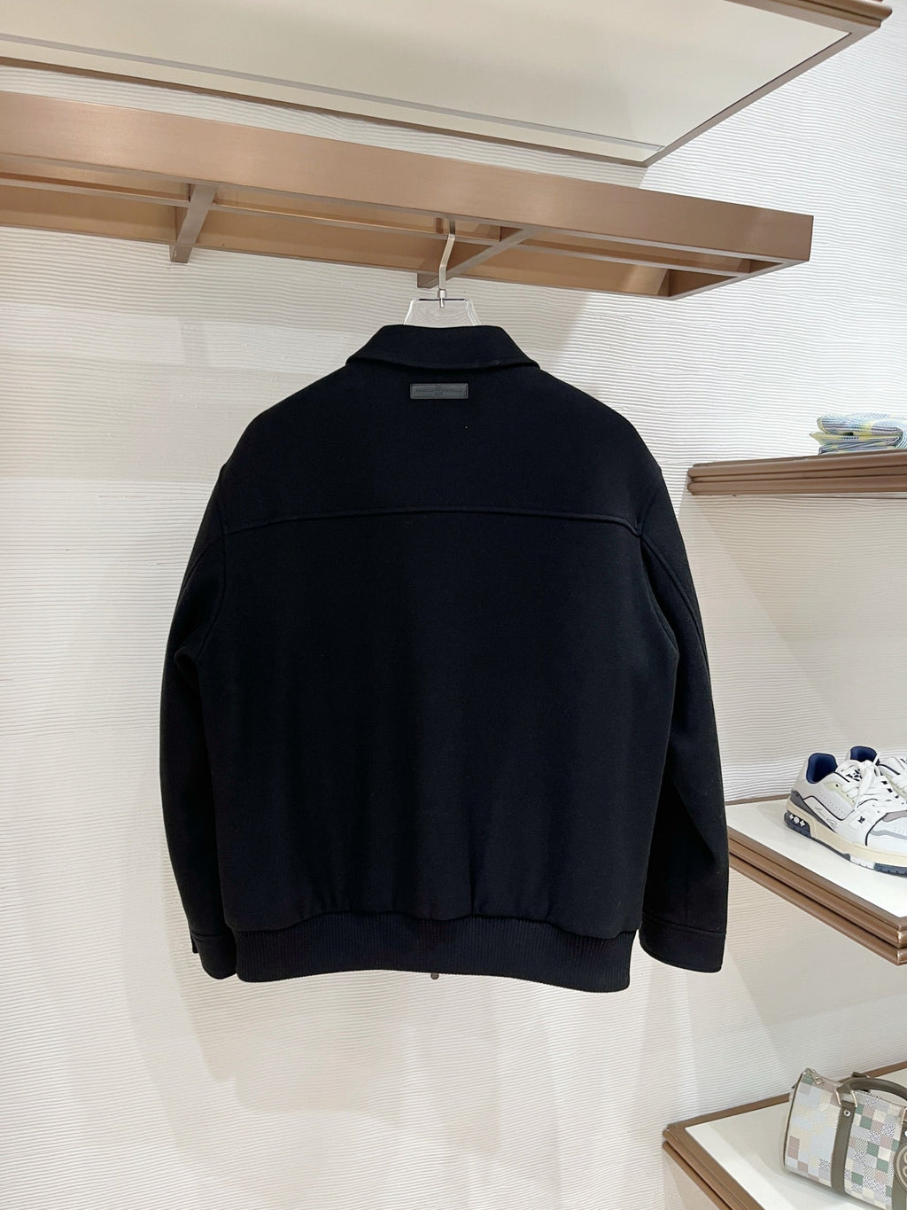 BRUNELLO CUCINELLI BLACK WOOL ZIP-FASTENING JACKET