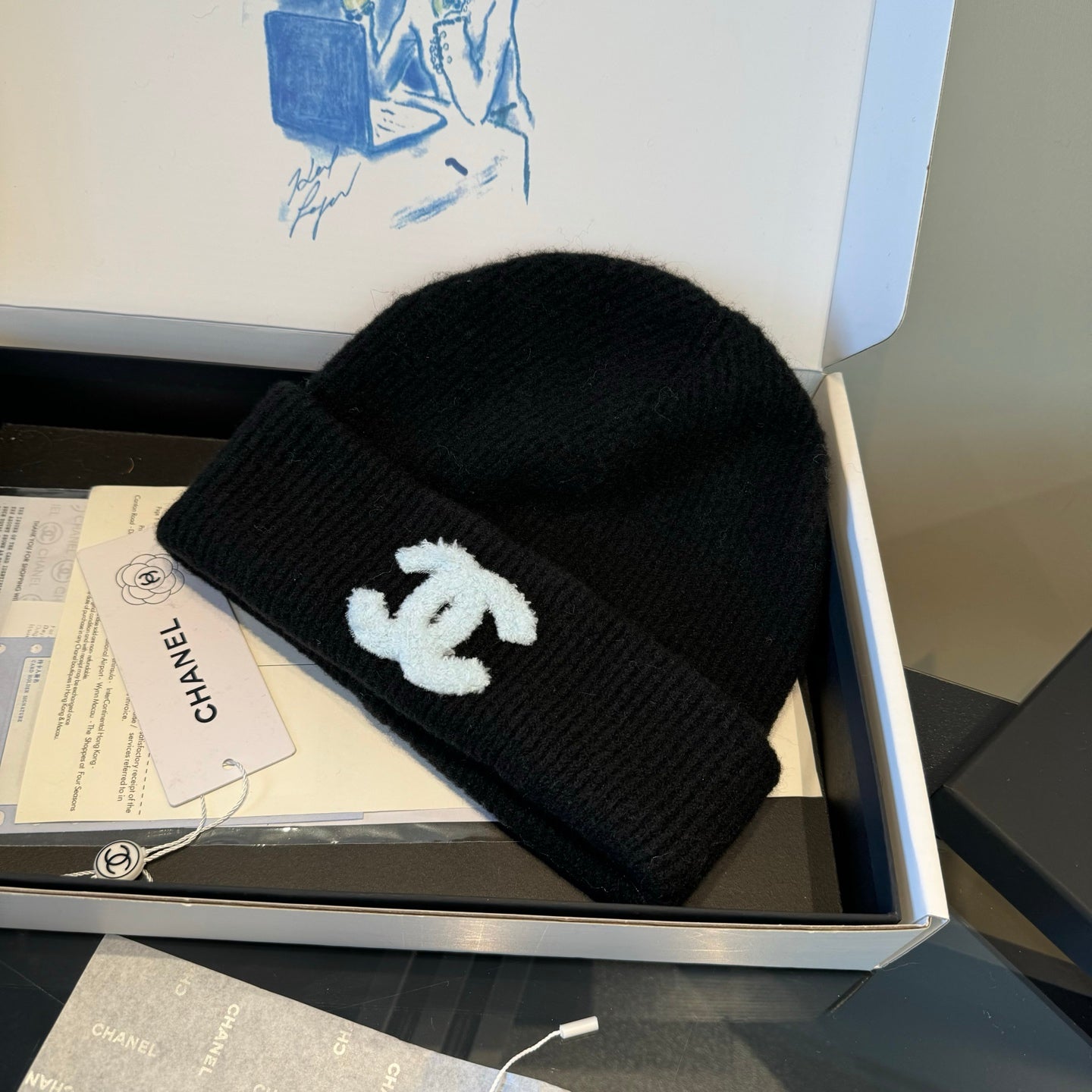 BEANIE HAT IN BLACK WOOL 905241