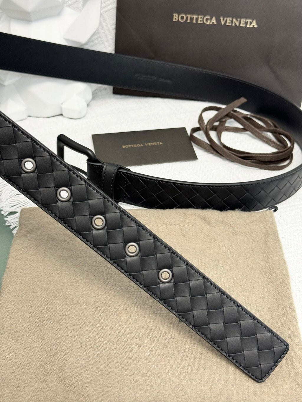 BV BELT 3.5CM IN BLACK CALFSKIN BLACK HARDWARE