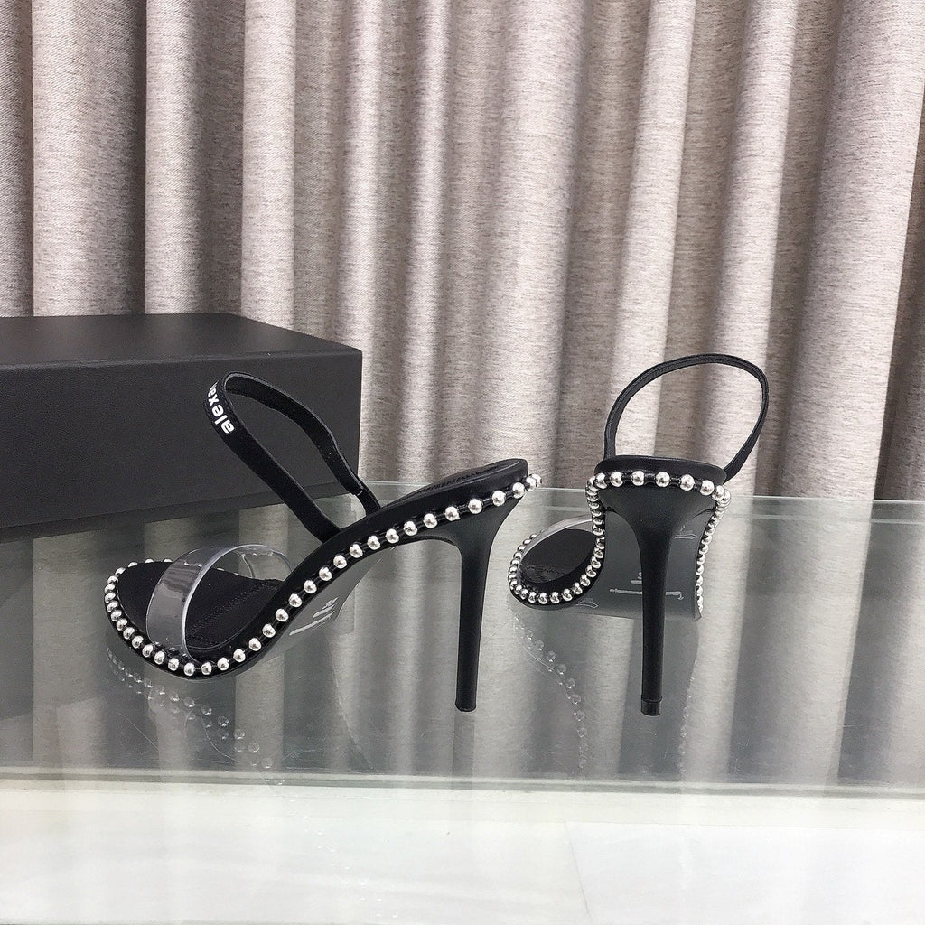RHODES NOVA HIGH HEELS IN PVC STRAP AND BLACK CALFSKIN