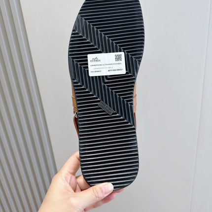 HM HENRIO FLAT SANDAL BLACK CALFSKIN