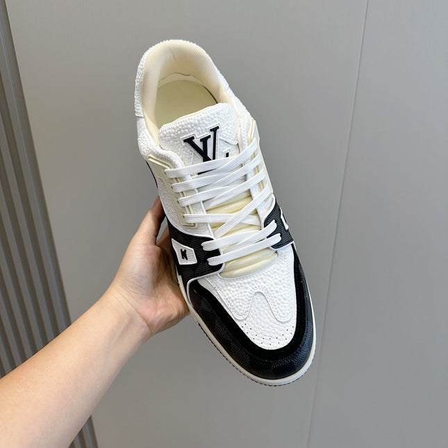 LV TRAINER BLACK DAMIER MIX WHITE GRAINED CALFSKIN