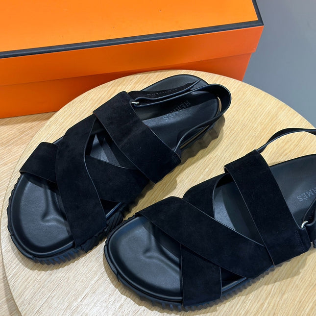 HM ELECTRIC SANDAL BLACK SUEDE AND CALFSKIN