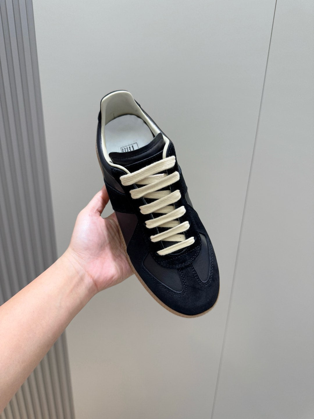 MM SNEAKER IN BLACK SUEDE PATCHWORK CALFSKIN