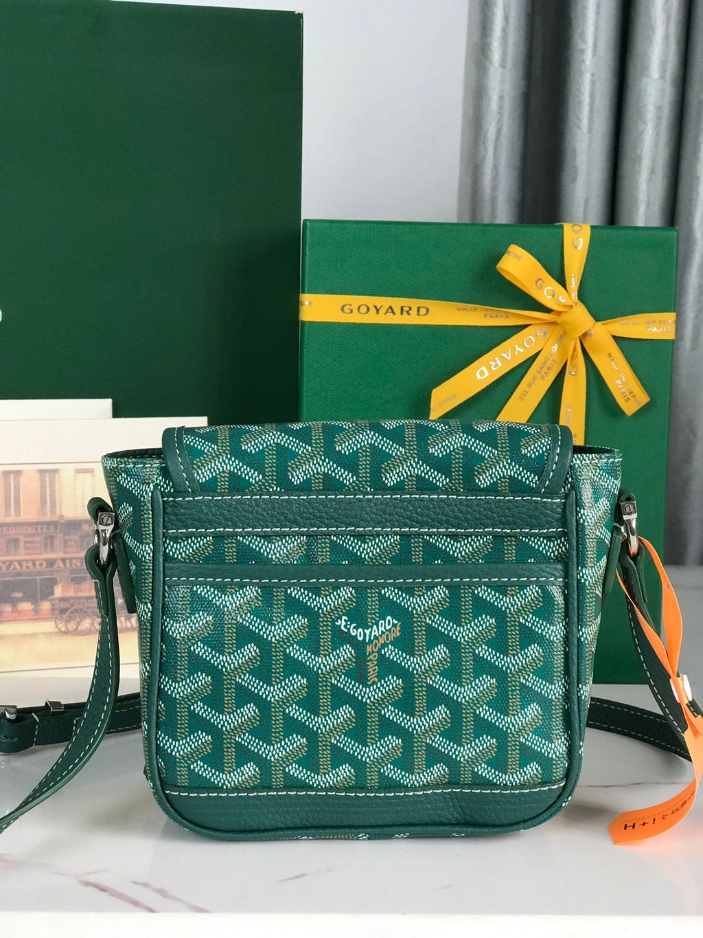GRAND BLEU 16 IN GREEN GOYARDINE CANVAS AND LAMBSKIN