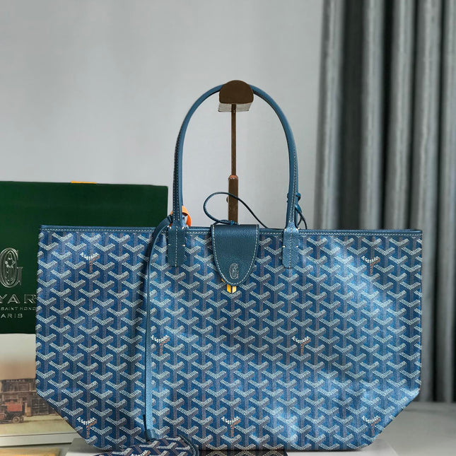 SAINT LOUIS PM 34 IN NAVY BLUE GOYARDINE CANVAS AND CALFSKIN