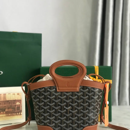 GOYA 26S BELUGA MINI BAG 23MM IN BROWN GOYARDINE CANVAS AND CALFSKIN
