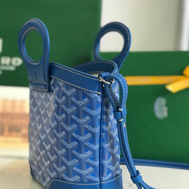 GOYA 26S BELUGA MINI BAG 23MM IN BLUE GOYARDINE CANVAS AND CALFSKIN