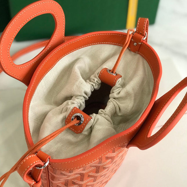 GOYA 26S BELUGA MINI BAG 23CM IN RED ORANGE GOYARDINE CANVAS AND CALFSKIN