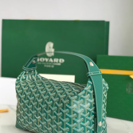GOYA 26S BOEING 25CM IN DARK GREEN GOYARDINE CANVAS AND CALFSKIN