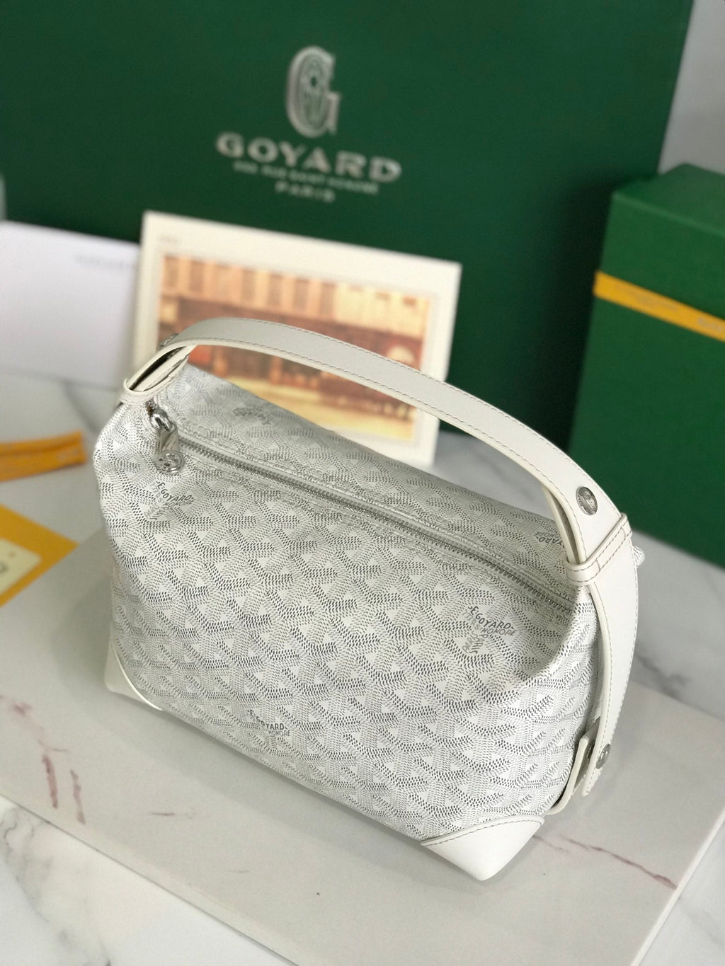 GOYA 26S BOEING 25MM IN CREAM WHITE GOYARDINE CANVAS AND CALFSKIN