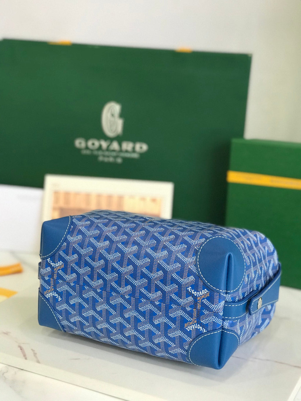GOYA 26S BOEING 25MM IN DARK BLUE GOYARDINE CANVAS AND CALFSKIN