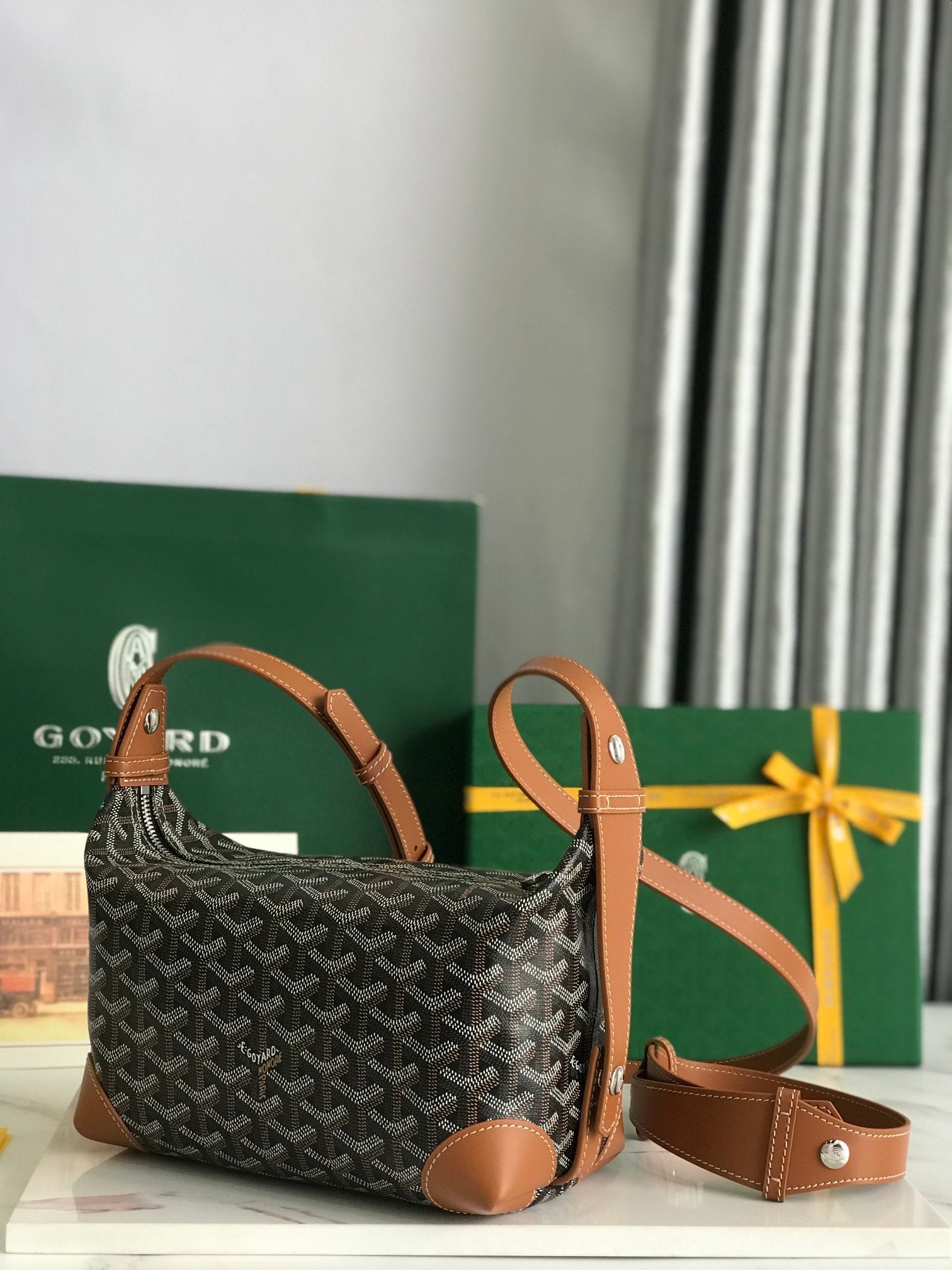 GOYA 26S BOEING 25MM IN BROWN GOYARDINE CANVAS AND CALFSKIN