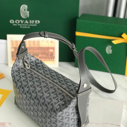 GOYA 26S BOEING 25MM IN GREY GOYARDINE CANVAS AND CALFSKIN