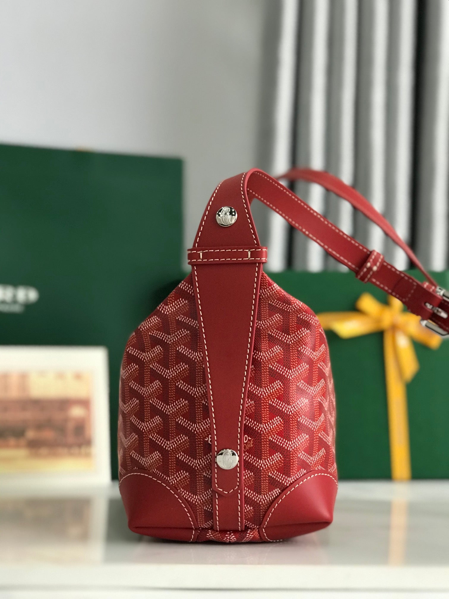 GOYA 26S BOEING 25MM IN DARK RED GOYARDINE CANVAS AND CALFSKIN