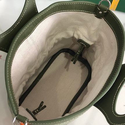 GOYA 26S BELUGA MINI BAG 23MM IN DARK OLIVE GREEN GOYARDINE CANVAS AND CALFSKIN