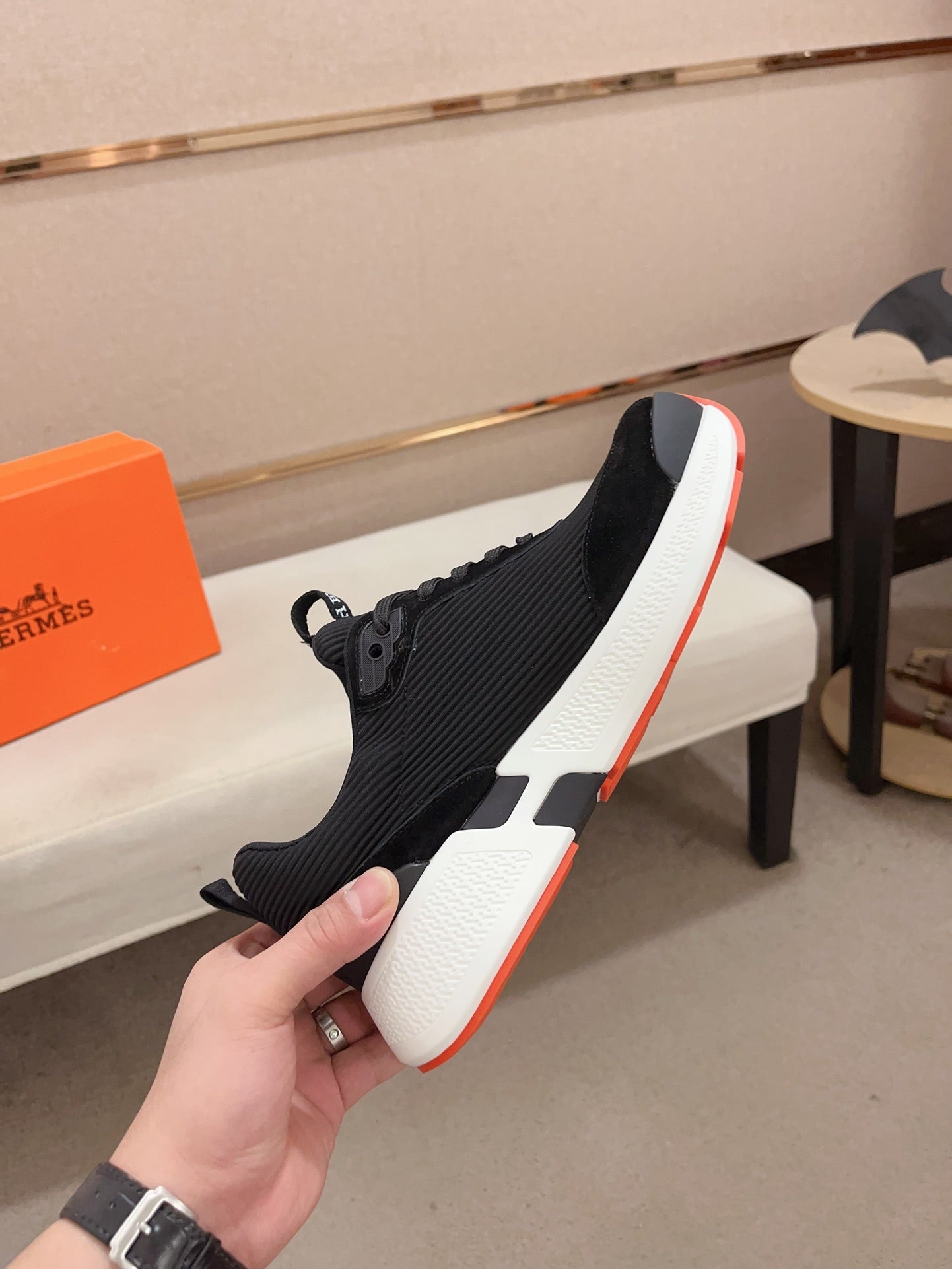 HM HUGO SNEAKER BLACK-WHITE WEAVE AND SUEDE