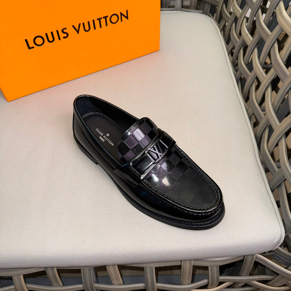 LV MAJOR LOAFERS IN BLACK DAMIER CALFSKIN