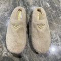 PRADA 26S SLIPPERS IN BEIGE WOOL