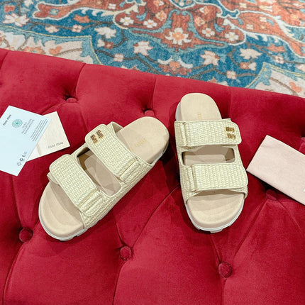 Women's Sandals Bright Cream Sheepskin With Straps