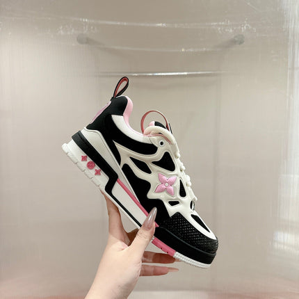 LV SKATE SNEAKER IN WHITE MIX BLACK AND LIGHT PINK CALFSKIN