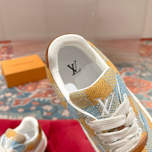 LV 26S PLAID SNEAKERS IN YELLOW MIX SKY BLUE FABRIC