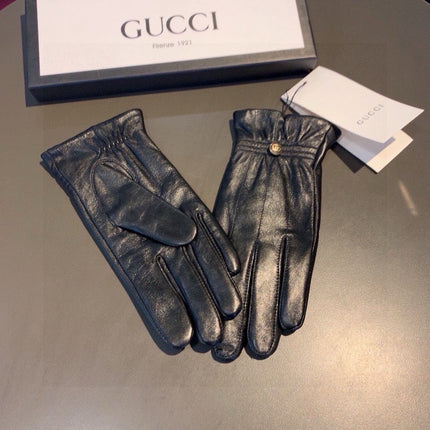 TOUCHSCREEN GLOVES WITH DOUBLE CORD TIGHTENING IN BLACK LAMBSKIN 440488