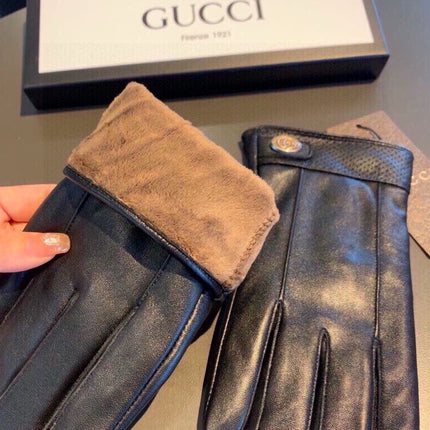 GLOVES IN BLACK CALFSKIN AND FLEECE LINING 465014