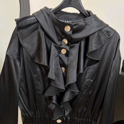 CHANEL 25S HOODED JACKET WITH LACE TRIM 408