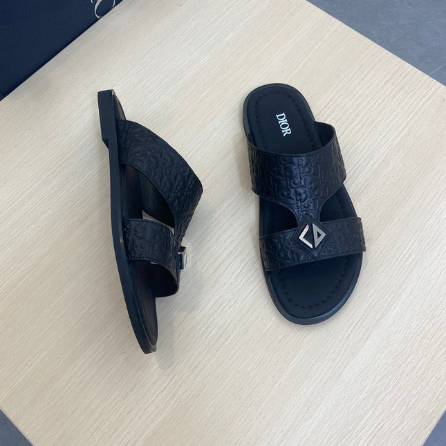 CD ALIDAS CROSS SANDAL BLACK MONOGRAM CALFSKIN