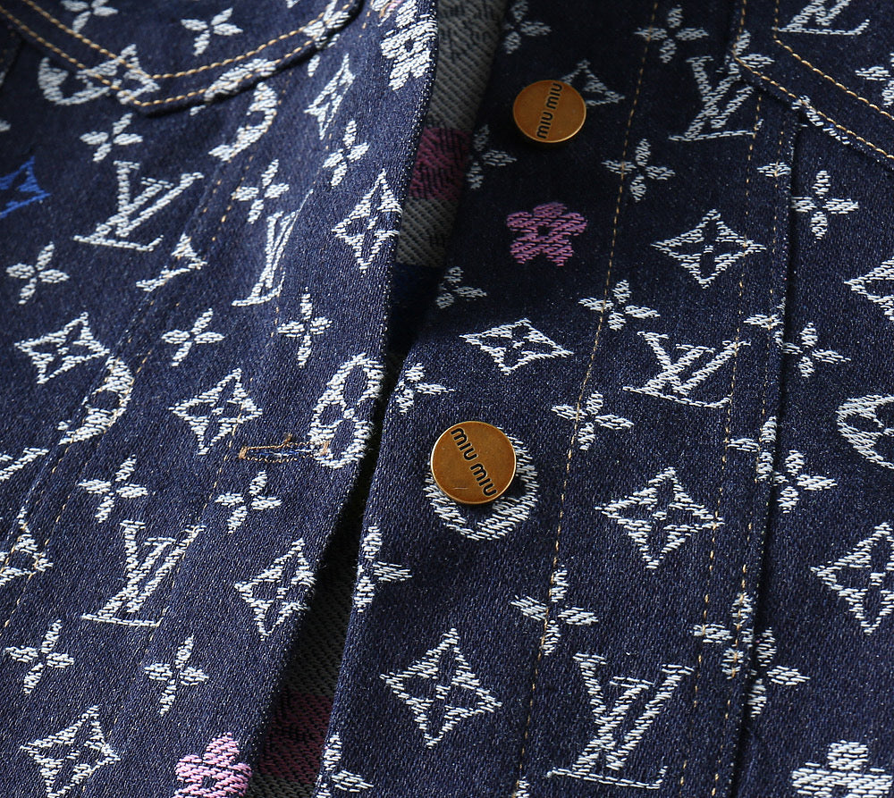 LV NAVY BLUE MONOGRAM DENIM SHIRT JACKET 239049