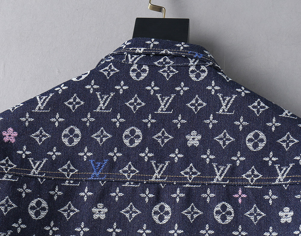 LV NAVY BLUE MONOGRAM DENIM SHIRT JACKET 239049