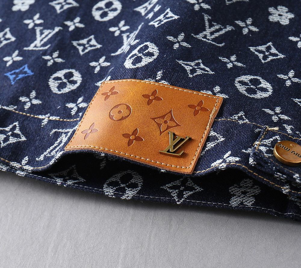 LV NAVY BLUE MONOGRAM DENIM SHIRT JACKET 239049