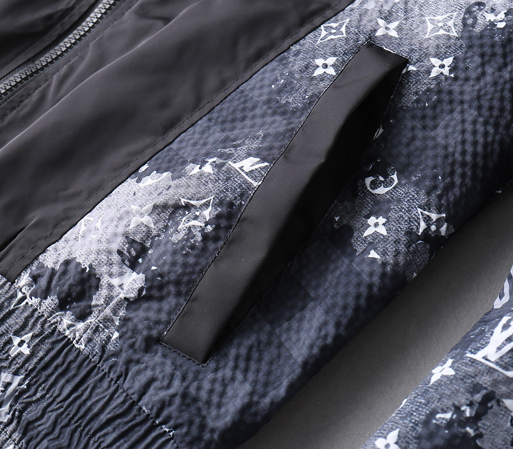 LV BLACK MIX NAVY BLUE MONOGRAM AND DAMIER JACKET 239054