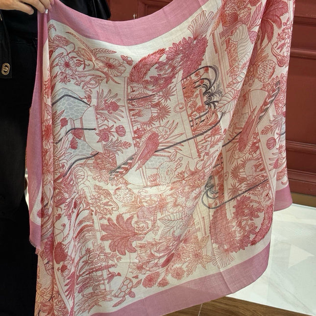 EXOTIC PARADISE CASHMERE SCARF 200 CM CREPE PINK MIX COLORFUL CASHMERE