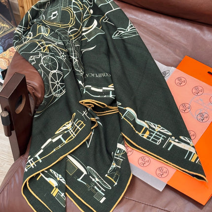 HERMES 25S SCARF 140 IN CASHMERE SILK 727320
