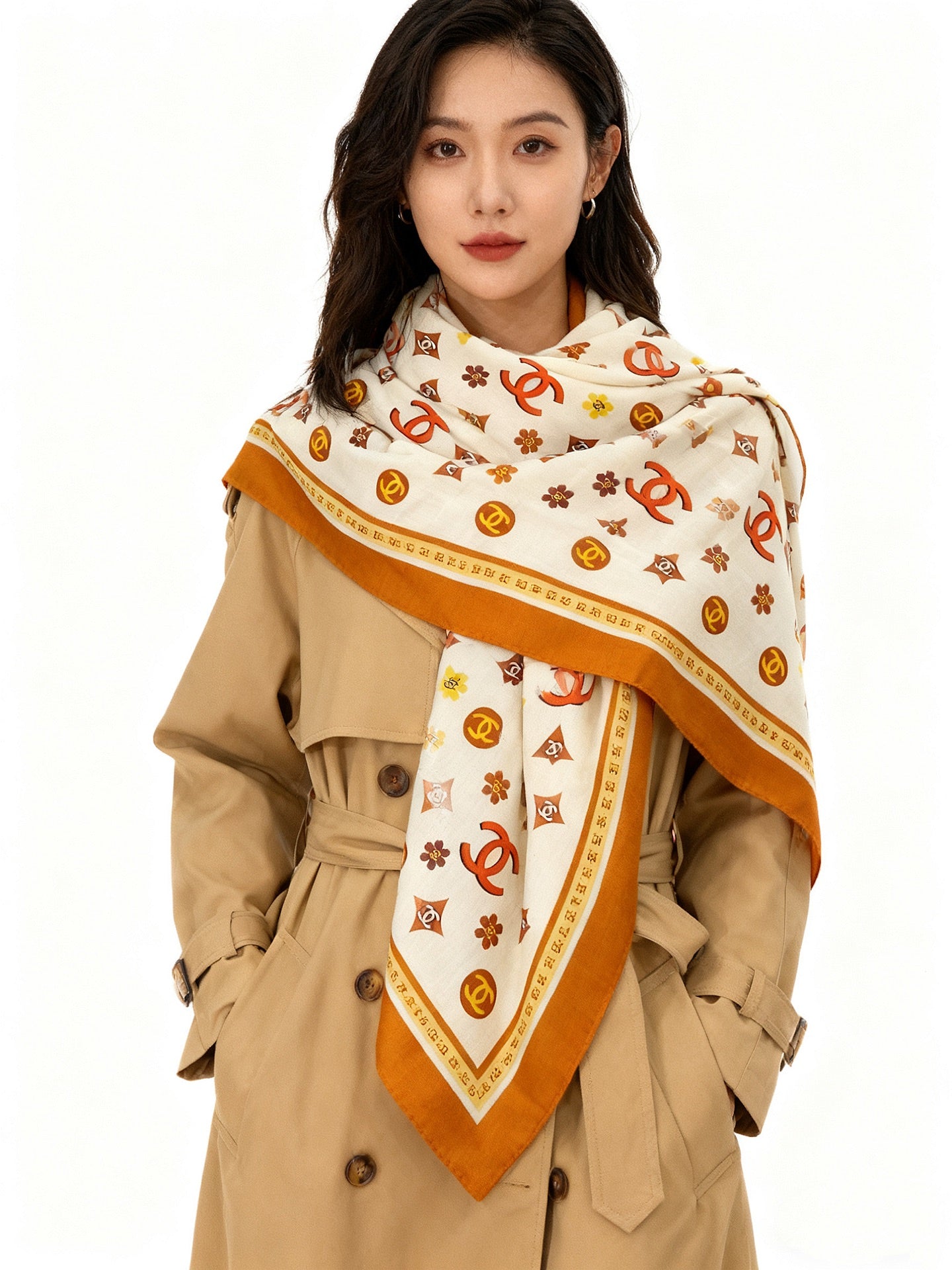 CHANEL 25S SCARF 140 IN CASHMERE 931508