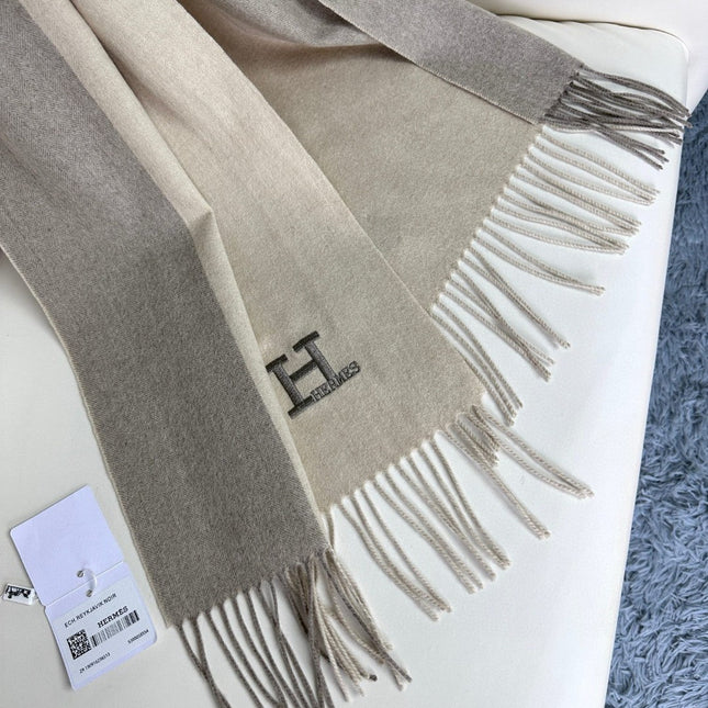 SCARF 190 CM IN ECRU TAN CASHMERE 364769