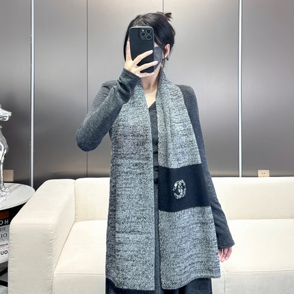 SCARF 180 CM IN SHARK GRAY MIX BLACK CASHMERE 389977