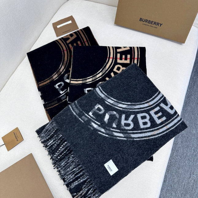 SCARF 180 CM IN BLACK AND TAN BROWN CASHMERE 407240