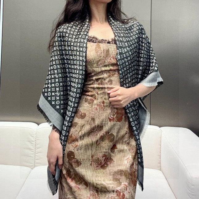 LV SCARF 120 CM IN WOOL MIX SILK 737299