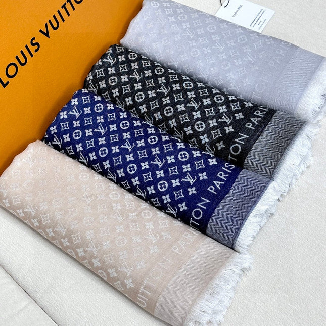 LV SCARF 120 CM IN WOOL MIX SILK 737300