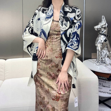 CHANEL 25S SCARF 140 IN CASHMERE SILK 642080